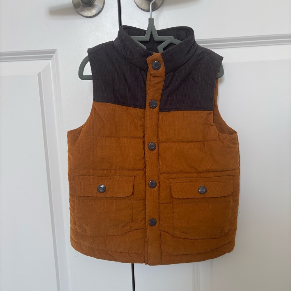 Tommy Bahama Kids Corduroy Puffer Vest in Rust and Dark Brown